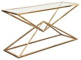 Aria Square Console Table With Metal Base, Gold By Diamond Sofa